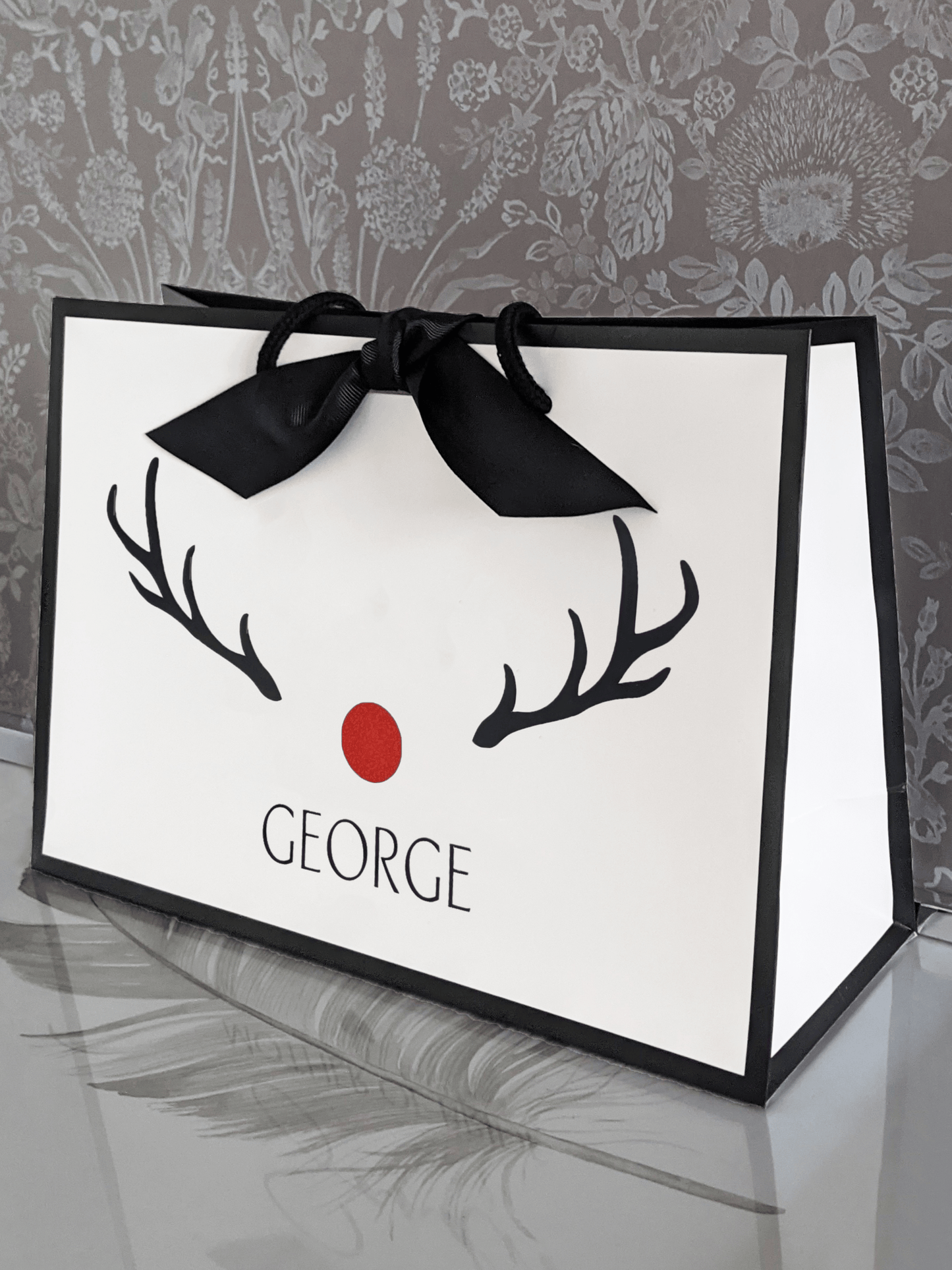 Christmas Gift Bag - Red Nose Reindeer - ADC Crafts