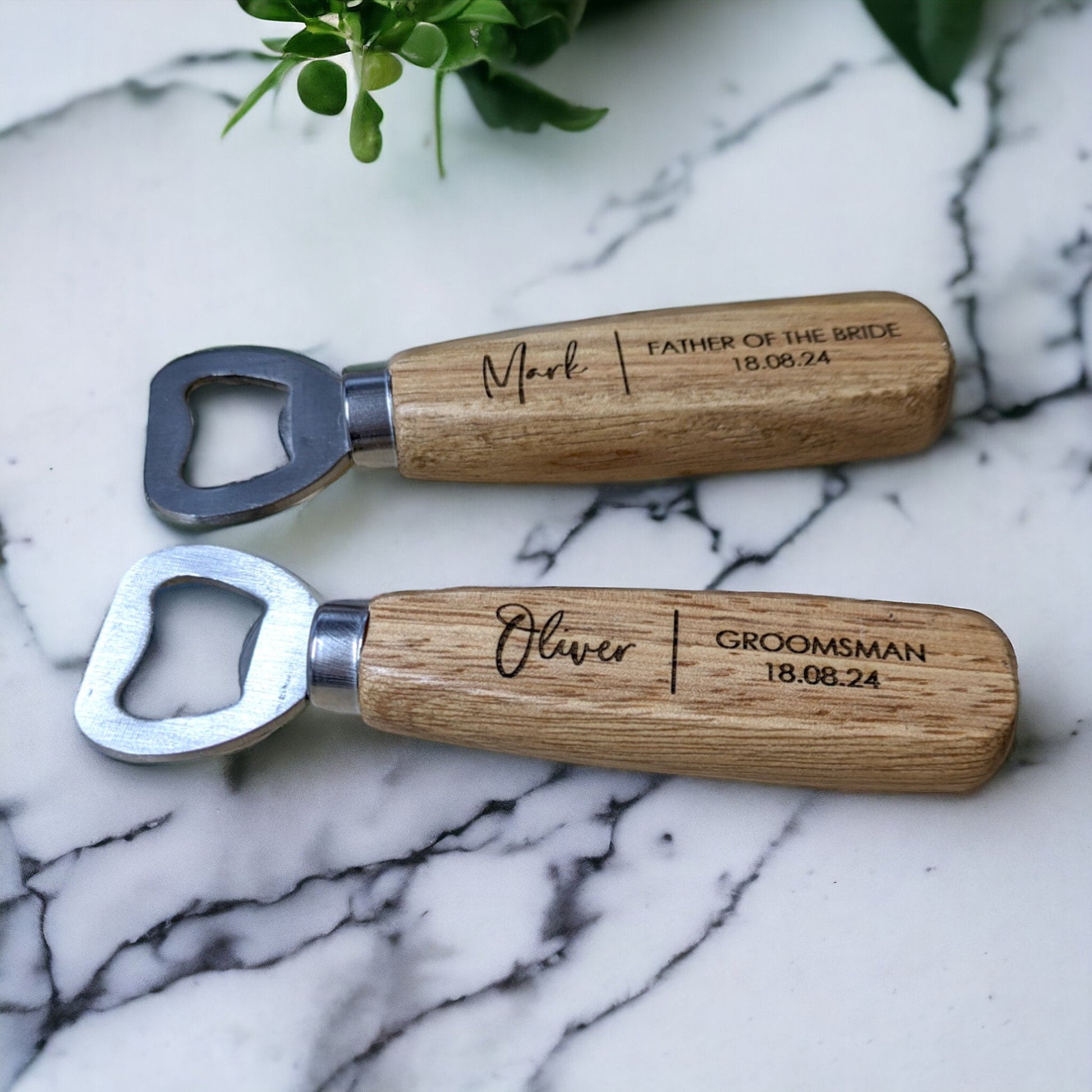 Personalised bottle opener for groomsmen