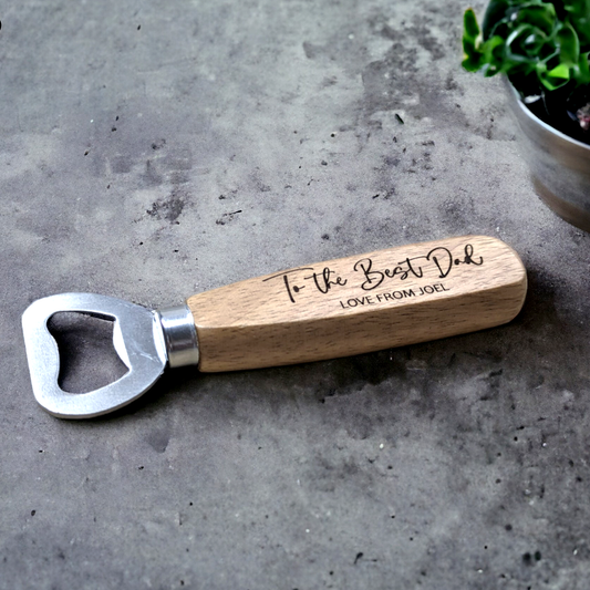 Wooden bottle opener best dad gift personalised