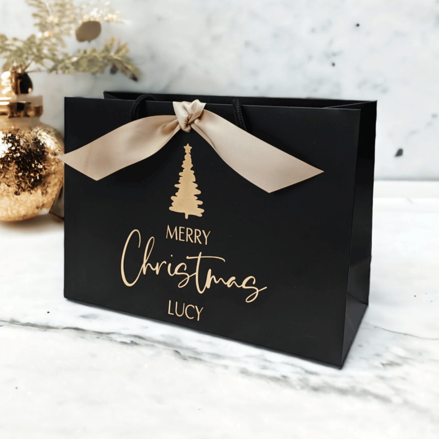 Personalised Christmas Gift Bag Black ADC Crafts