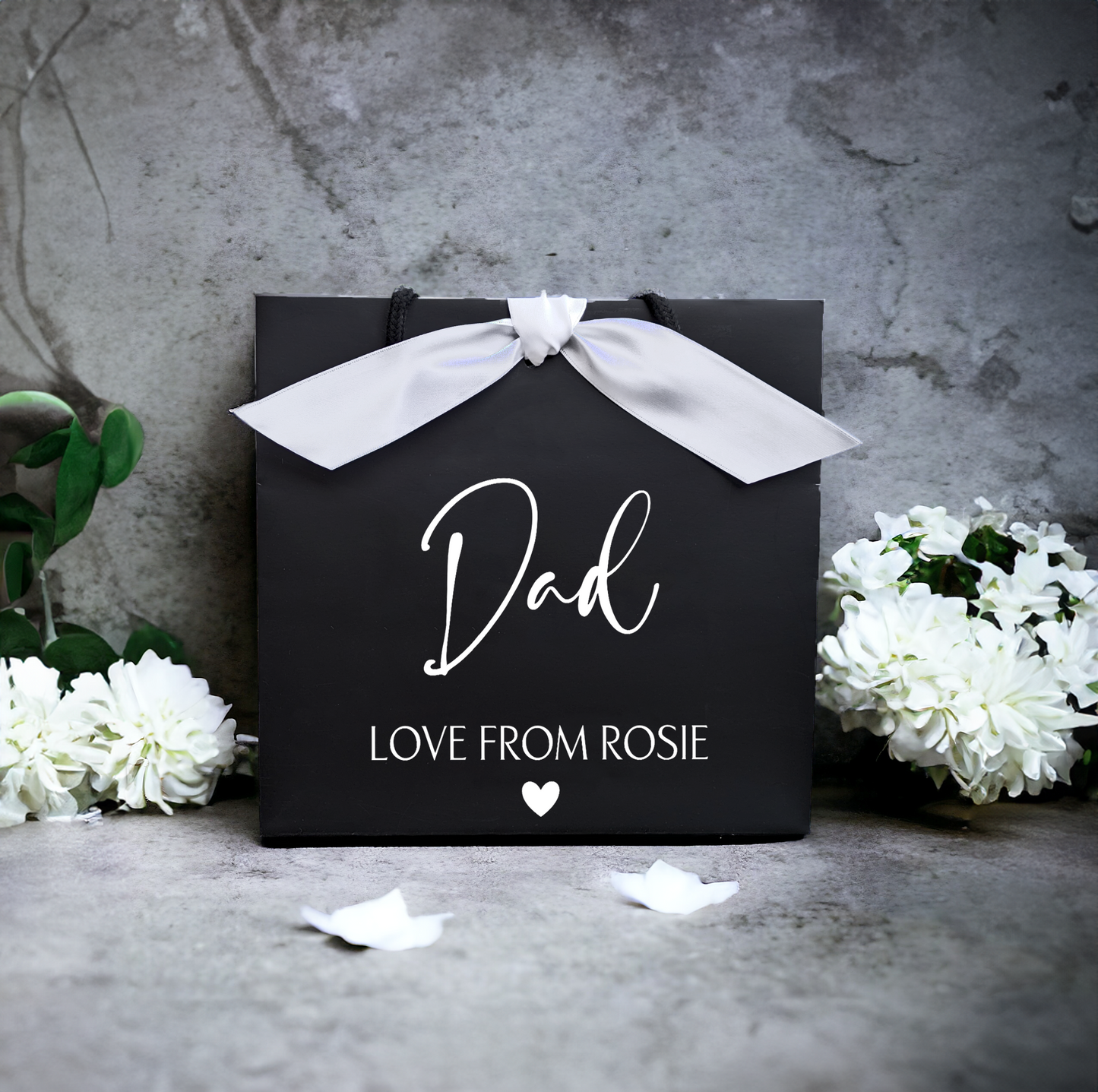 personalised father's day gift bag black small bag