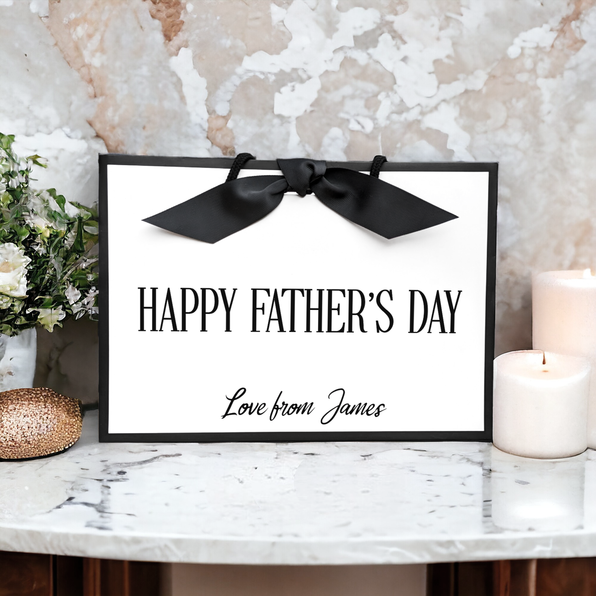 personalised father's day gift bag black edge medium bag - adccrafts