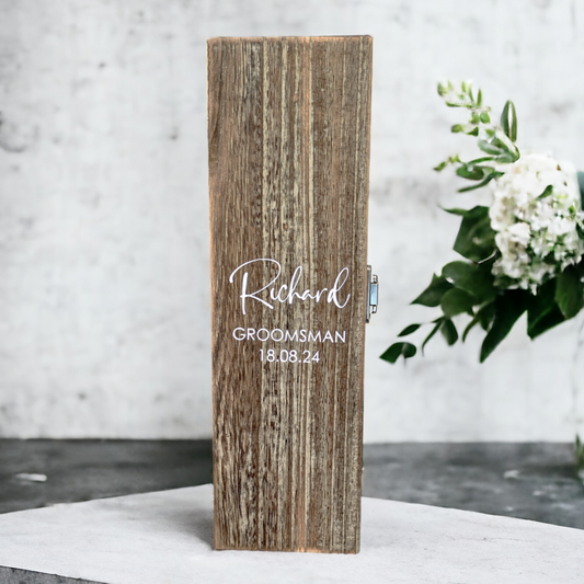 Personalised wine bottle box for groomsmen gifts