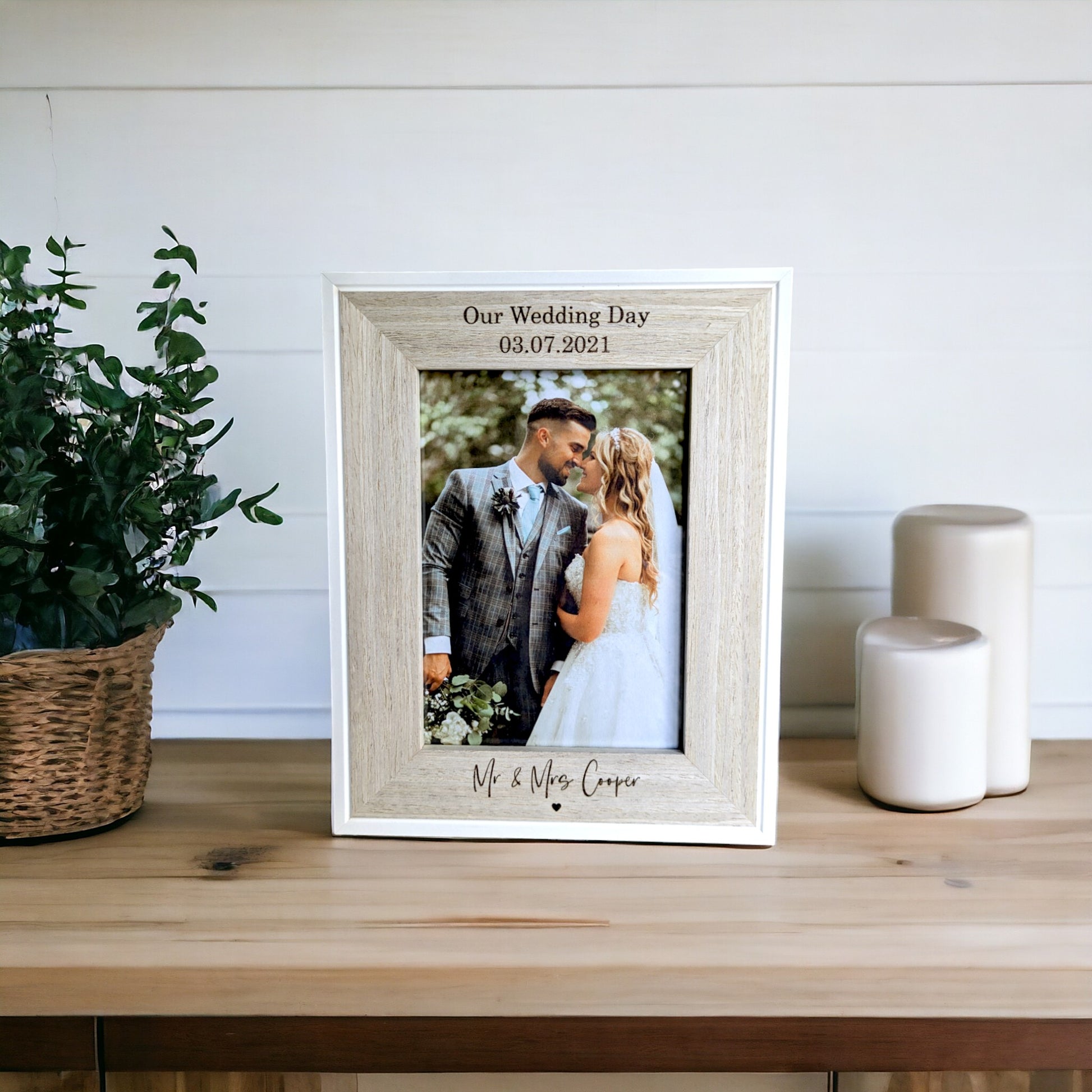 personalised wooden wedding frame portrait